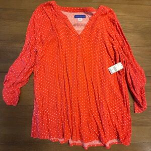 Simply Styled Red Blouse with White Dots